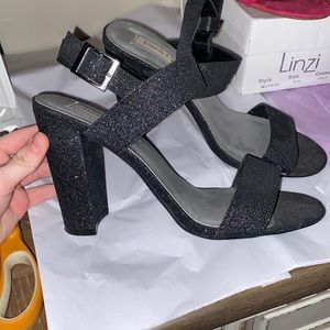 black sparkle heels